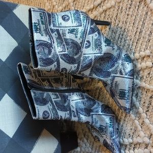 INC Green Money Rhinestone Heel Boots Size 9 NWOT All about the Benjamin's